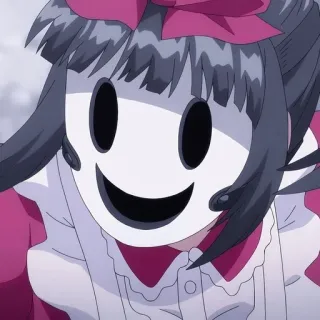 😃 アニメ, マスク, キャラクター, 白いマスク, 弓, 女性 whatsapp sticker