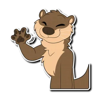 👋 otter, cartoon, animal, friendly, waving telegram sticker