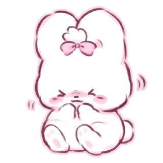 😳 귀여운, 토끼, 카와이, 토끼, 사랑스러운, 만화, 동물, 분홍색 telegram sticker