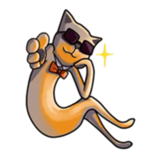 😎 cat, sunglasses, bow tie, cartoon, cool, thumbs up telegram sticker