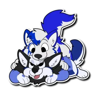 🤗 furry, wolves, cute, cartoon, animals, sticker, playful telegram sticker