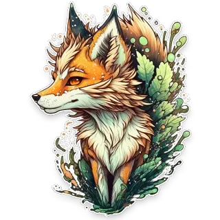 🦊 rubah, binatang, alam, daun, satwa liar, stiker telegram sticker