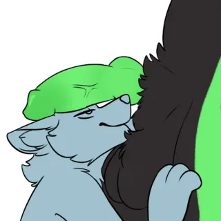 🍆 furry, anthro, wolf, animal, cartoon, affectionate, snuggle, cute telegram sticker