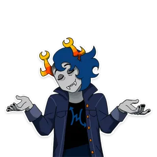 🤷‍♀️ Тролль, Персонаж, Рога, Инопланетянин, Серая кожа, Синие волосы telegram sticker
