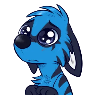 😖 卡通, 悲伤, 可爱, 动物, 蓝色, 毛茸茸 telegram sticker