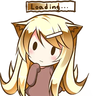 🤔 LOADING... 动漫, 漫画, 女孩, 加载中, 猫, 可爱 whatsapp sticker