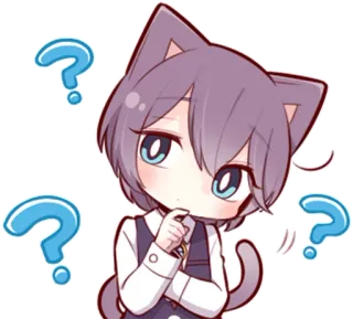 ❓ animé, point d'interrogation, réflexion, chat, dessin animé telegram sticker