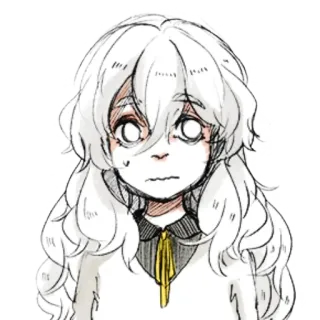 😥 fille, animé, manga, triste, cheveux blancs, dessin telegram sticker