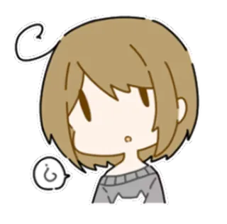 🤔 ? question, cute, anime, cartoon, sticker, female telegram sticker