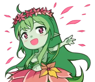 😄 bunga, elf, imut, chibi, hutan, alam, anime telegram sticker