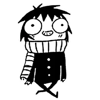 😀 Desenho animado, Personagem, Preto e branco, Ilustração, Cachecol, Engraçado, Fofo whatsapp sticker