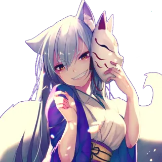 😏 Anime, Cô gái cáo, Mặt nạ, Dễ thương, Manga, Kemonomimi telegram sticker