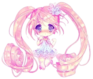 😳 Anime, Kawaii, Mignon, Rose, Manga, Chibi, Fille, Art telegram sticker