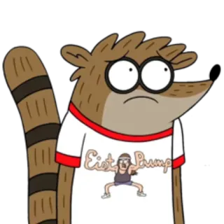 😟 Rigby Regular Show Eist Pump kreskówka, śmieszne, humor, szop, Rigby, Zwyczajny serial telegram sticker