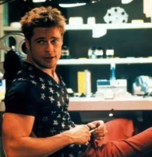 🧼 Tyler Durden Fight Club brad pitt, cigarrillo, club de la pelea, película, personaje telegram sticker