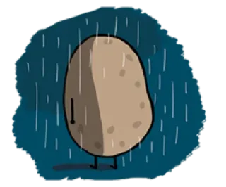 😰 potato, rain, sad, cute, cartoon telegram sticker