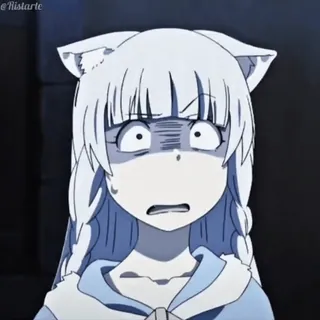 😨 anime, dibujos animados, sorprendido, impactado, pelo blanco, kawaii, asustado telegram sticker