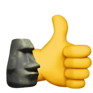 🗿 โมไอ, เกาะอีสเตอร์, ยกนิ้วโป้ง, อีโมจิ, บวก, ชอบ, หิน, ท่าทาง telegram sticker