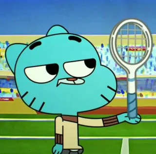❤️ Gumball Watterson The Amazing World of Gumball Gumball, Tennis, Cartoon, Lustig, Süß, Blaue Katze, Tennisschläger whatsapp sticker