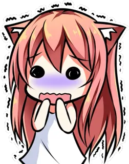 😖 Anime, Catgirl, Chibi, Lindo/a, Kawaii, Manga, Avergonzado/a, Nervioso/a whatsapp sticker