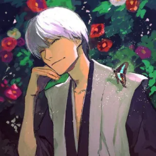 🐍 Anime, Charakter, Manga, Schmetterling, Blumen telegram sticker