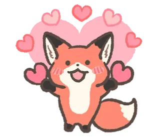 🥰 キツネ, 可愛い, ハート, 動物, マンガ, 愛 telegram sticker