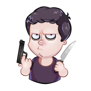 😠 senjata, pisau, senjata, kartun, marah, jari tengah whatsapp sticker