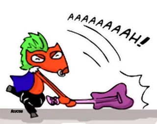 🤘 AAAAAAAH! dessin animé, cheval, guitare, musique, punk, autocollant telegram sticker