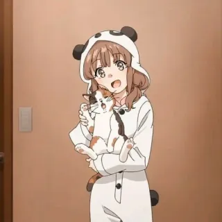 🪜 Anime, Gadis, Panda, Kucing, Lucu, Onesie whatsapp sticker