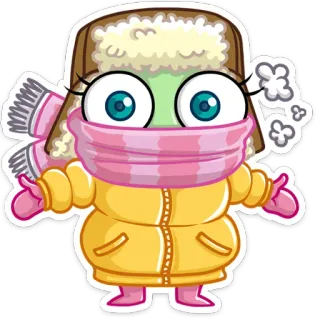 🥶 стикер, зима, холод, мультик, персонаж, милый, шарф, шапка telegram sticker