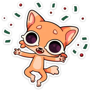 🥳 chat, mignon, autocollant, dessin animé, kawaii, animé, yeux telegram sticker