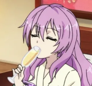 🍷 Anime, Fille, Boire, Champagne, Mignon, Manga telegram sticker