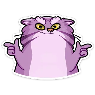 😉 gato, apontando, animal, adesivo, desenho animado, gato roxo telegram sticker