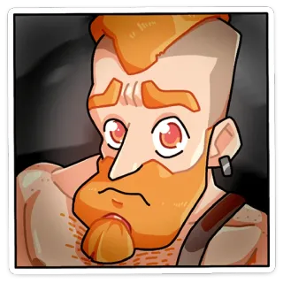 😒 männlich, Mann, Porträt, orange, Zeichnung, Figur telegram sticker