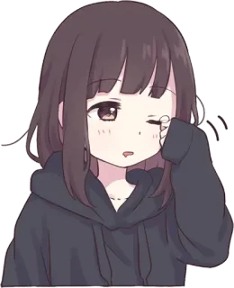 😴 Anime, Fille, Sweat à capuche, Mignon telegram sticker