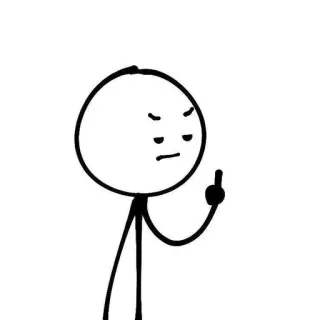 🖕 stick figure, middle finger, rude, gesture, offensive, cartoon whatsapp sticker