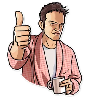 👍 Quentin Tarantino polegar para cima, diretor, celebridade, retrato telegram sticker