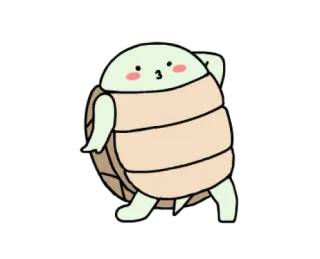 🐢 tortuga, dibujos animados, lindo, caminando, caparazón, animal, kawaii telegram sticker