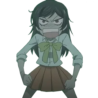 😡 anime, marah, frustrasi, seragam sekolah, gadis telegram sticker