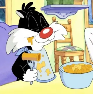 🧃 Sylvester Dessin animé, Chat, Nourriture, Manger, Looney Tunes telegram sticker