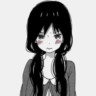 😳 anime, ragazza, manga, capelli neri, carina, cartone animato telegram sticker
