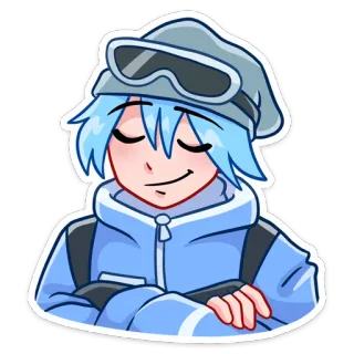 😌 Anime, Cartoon, Winter, Charakter, blaue Haare telegram sticker