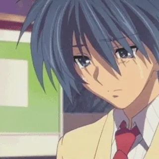 😥 anime, piangere, triste, lacrime telegram sticker