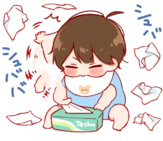 🎭 テシュ bebê, lenço, fofo, criança, anime, desenho animado whatsapp sticker