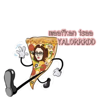 🙈 maafkan isaa YALORRRDD Pizza, Dessin animé, Nourriture, Drôle, Course, Part telegram sticker