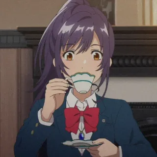 😐 anime, girl, tea, cute, cartoon, animation, female telegram sticker