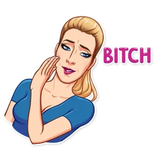 😏 BITCH femme, offensant, gros mot, insulte, dessin animé, blonde telegram sticker