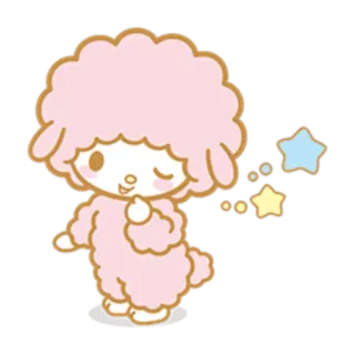 😉 овца, розовый, звезды, милый, животное, Sanrio whatsapp sticker