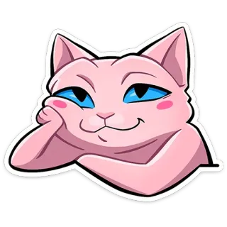 ☺️ cat, kitty, pink, animal, smirk, cute telegram sticker