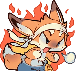 😤 лис, злой, мультик, огонь, кулак, повязка telegram sticker